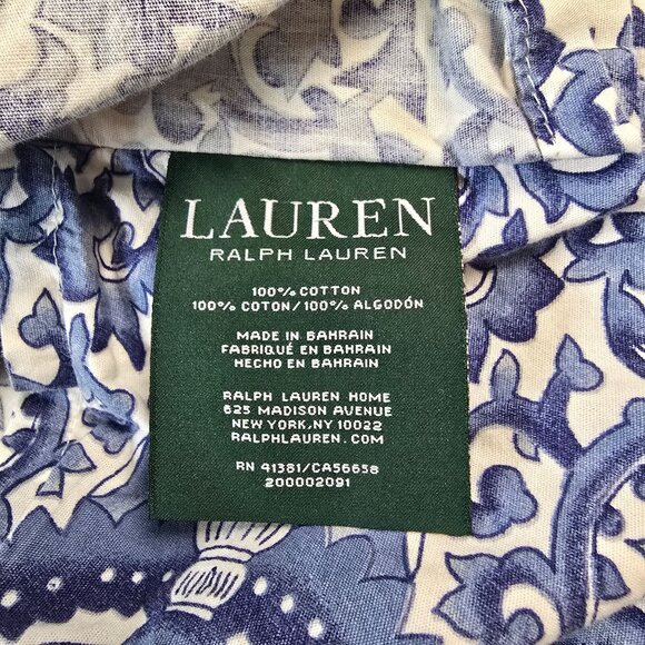 Ralph Lauren Blue White Pillowcase Set Tamarind Bird Pillow Sham Luxury Standard - Picture 8 of 12